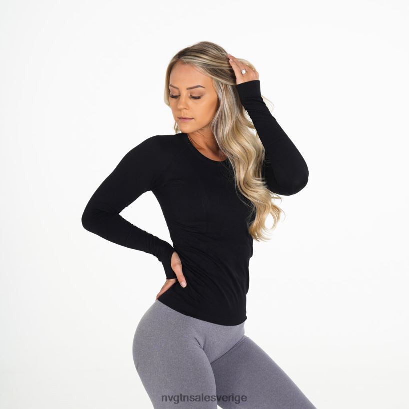 B886LB283 svart kondition NVGTN kvinnor formad sömlös långärmad topp