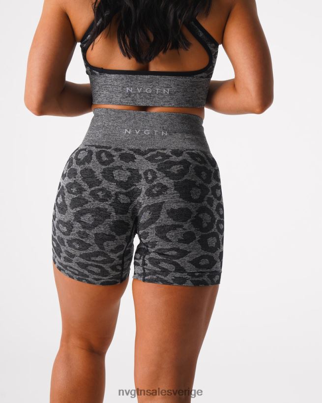 B886LB467 svart spräcklig kondition NVGTN kvinnor leopard sömlösa shorts