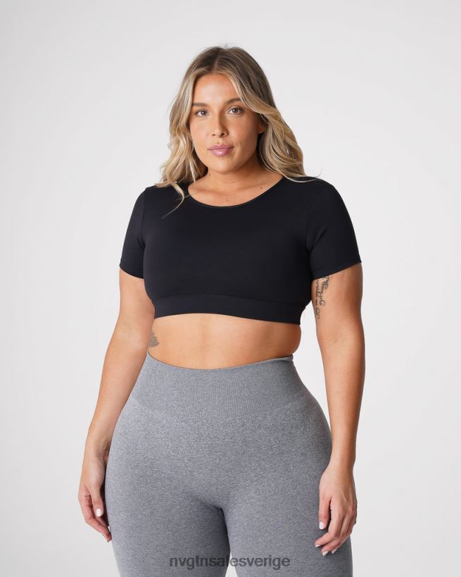 B886LB77 svart kondition NVGTN kvinnor öppen t-shirt bak