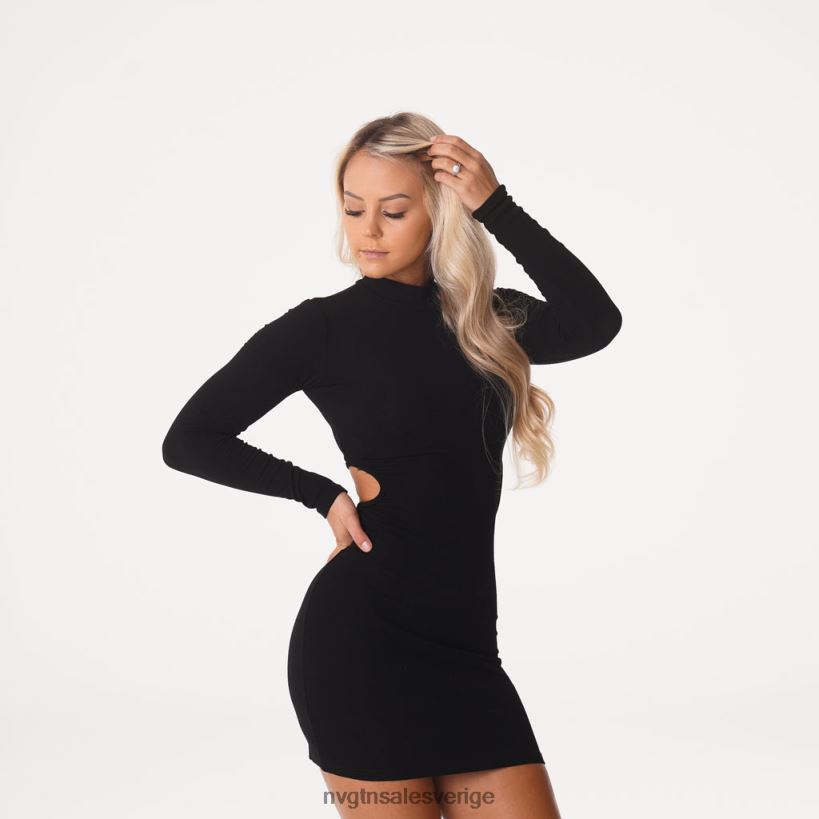B886LB721 svart livsstil NVGTN kvinnor i din räfflade mock midiklänning med turtleneck